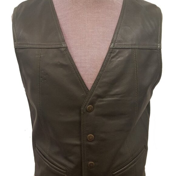 Men’s Country Western Country Soft Touch Leather Vest - Picture 12 of 12